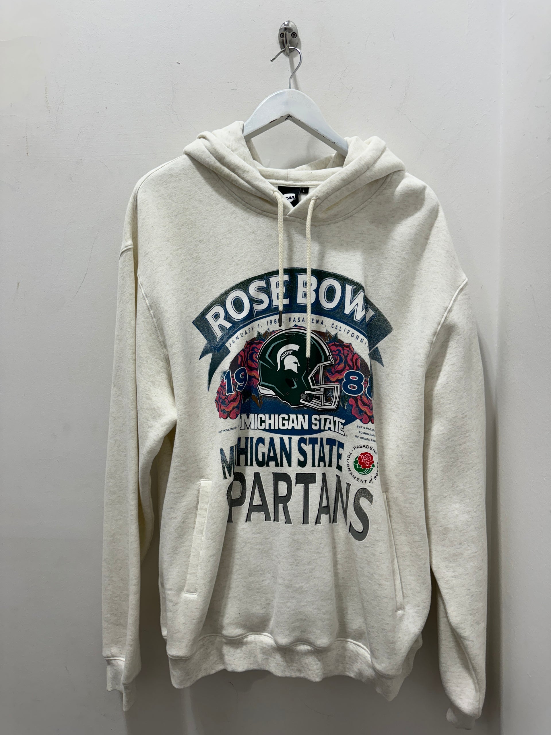 MICHIGAN ST ROSE BOWL HOODIE - WHITE MARLE