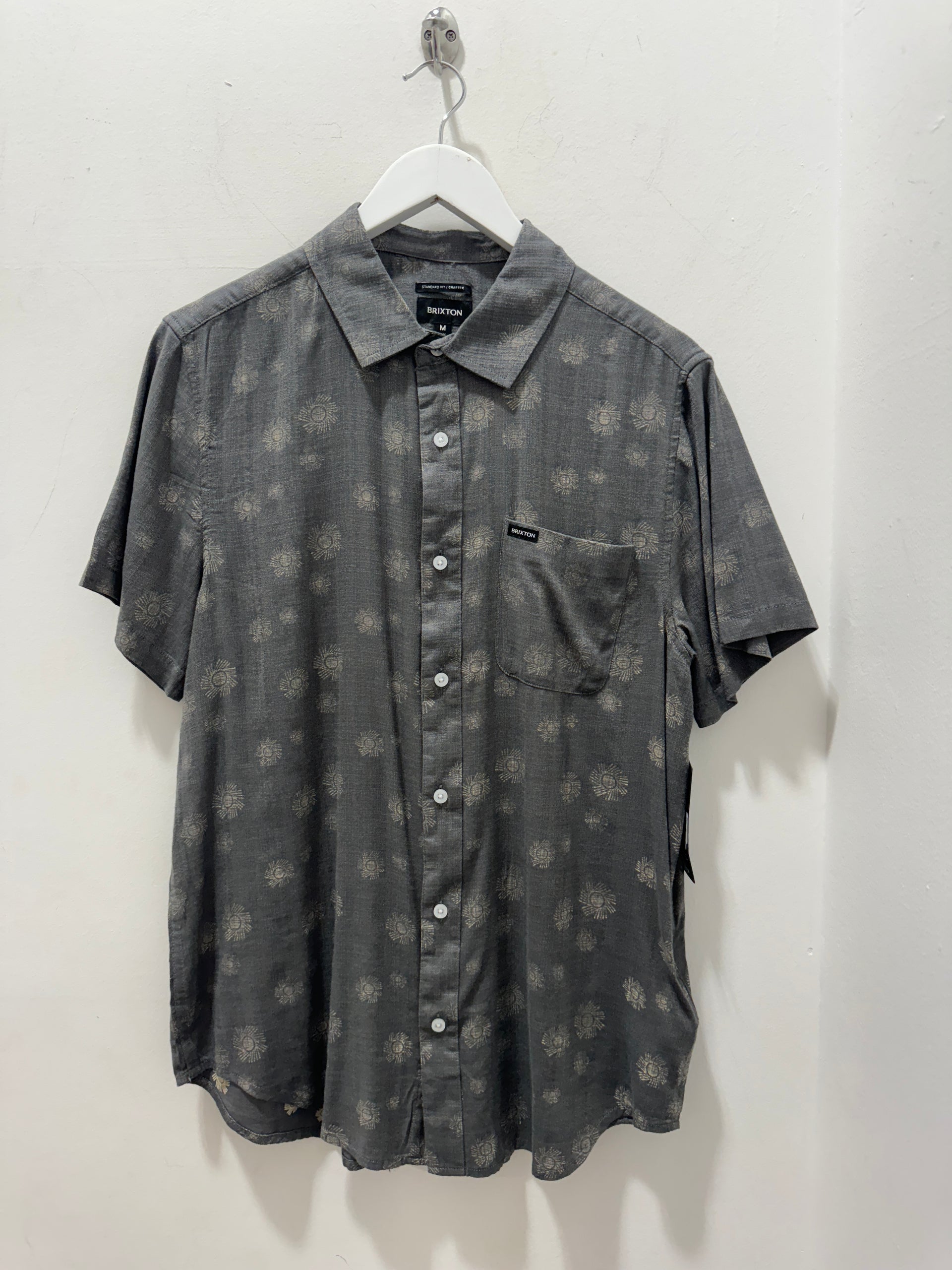 CHARTER SLUB S/S WOVEN SHIRT - CHARCOAL SOL