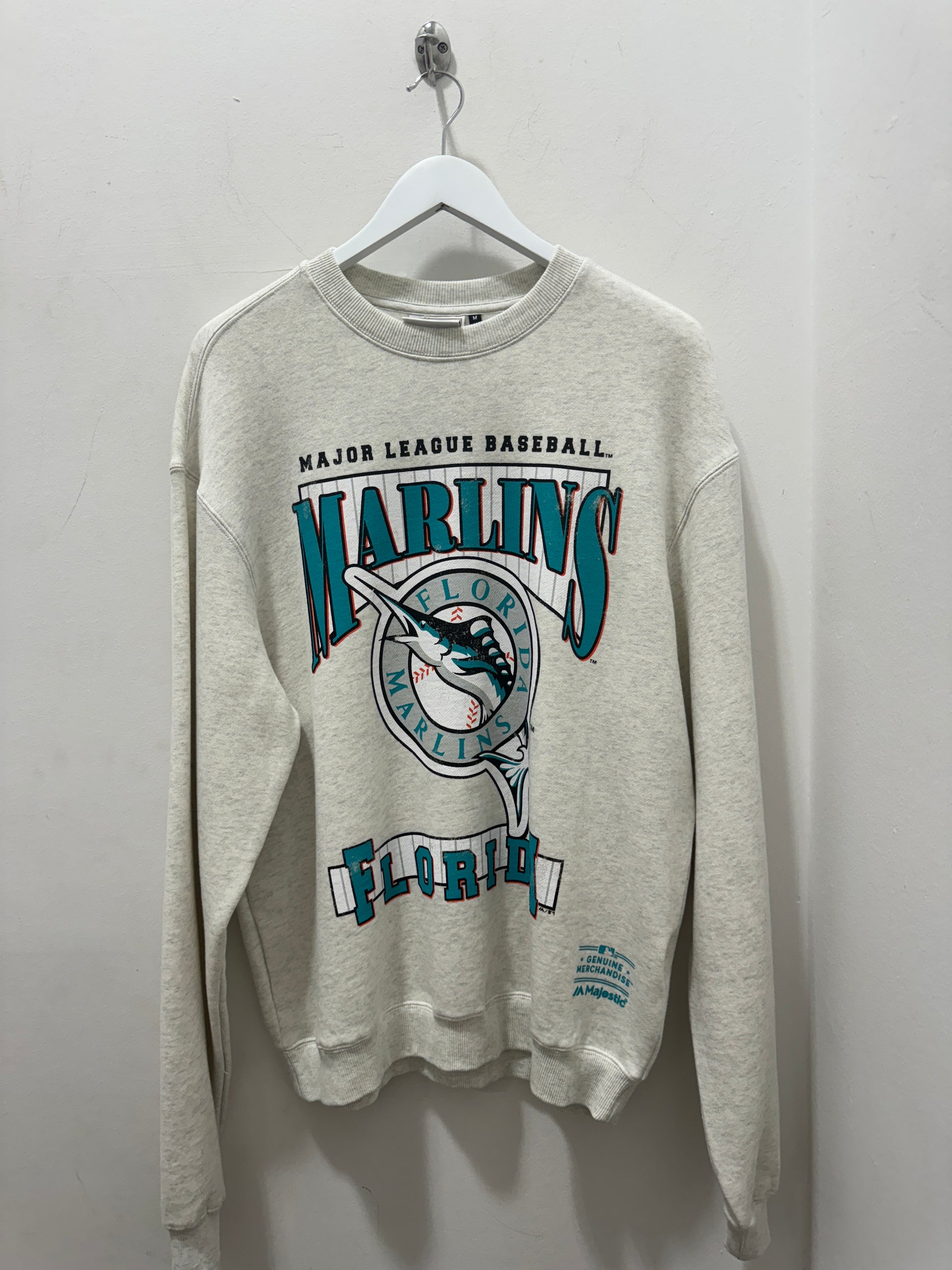 LEAGUE STRIPE ARCH CREW SWEAT - VINTAGE WHITE MARLE