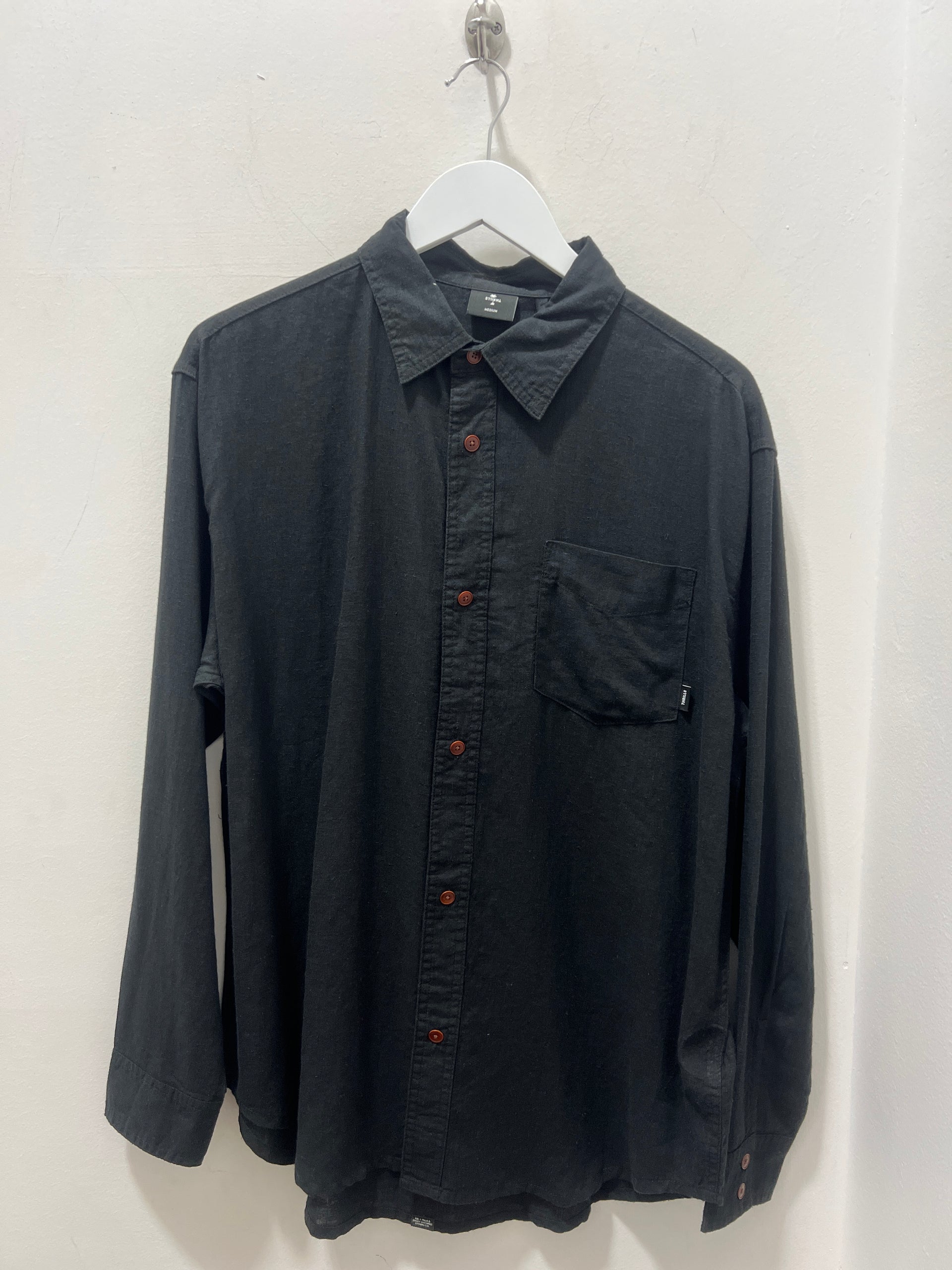 HEMP MINIMAL THRILLS OVERSIZE LS SHIRT - BLACK