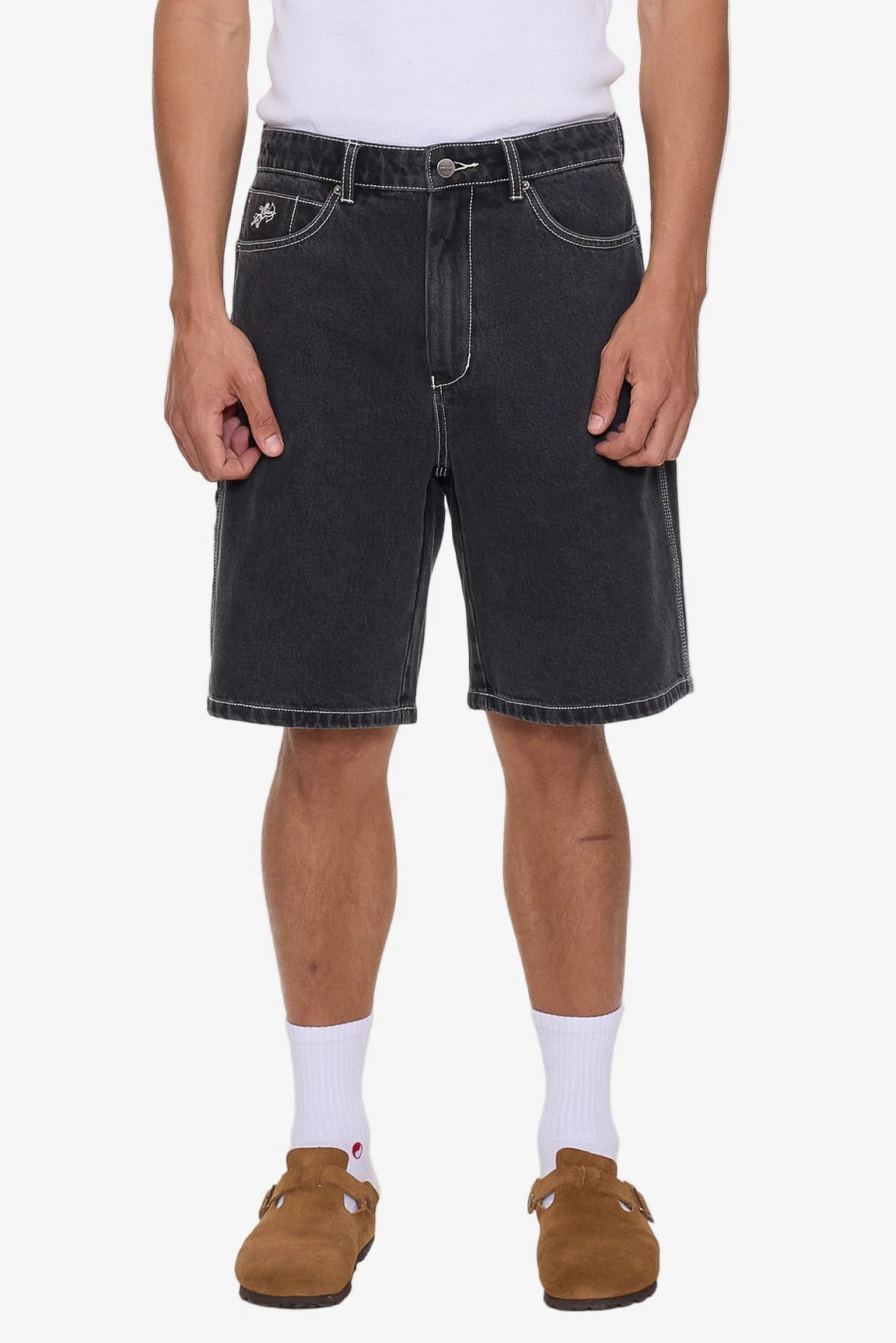 GLAZED CARPENTER JEAN SHORT USED BLACK