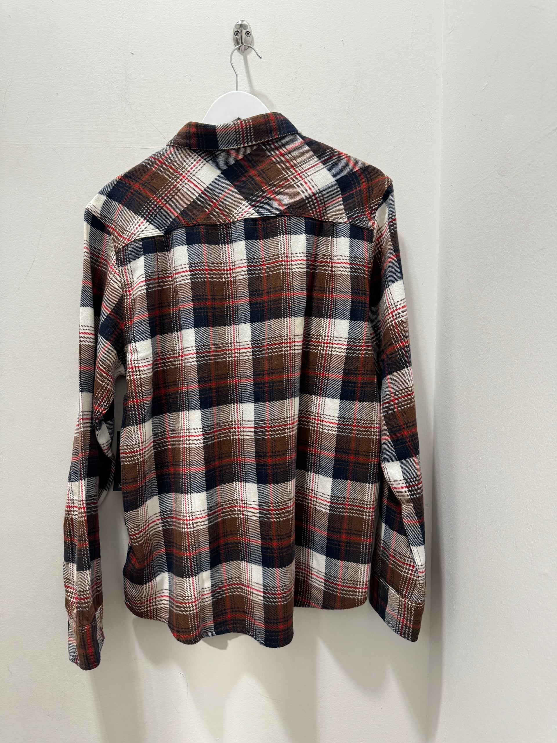 BOWERY LS FLANNEL WASHED NAVY/SEPIA/OFF WHITE