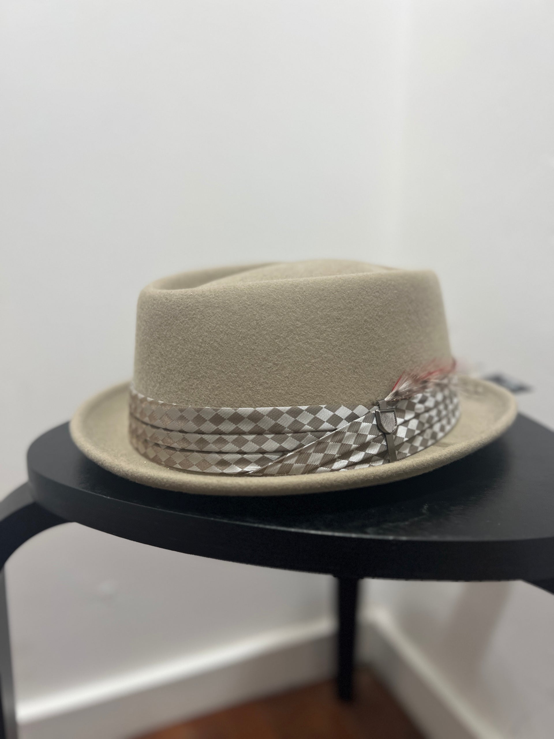 STOUT PORK PIE HAT - SAND/SAND CHECK