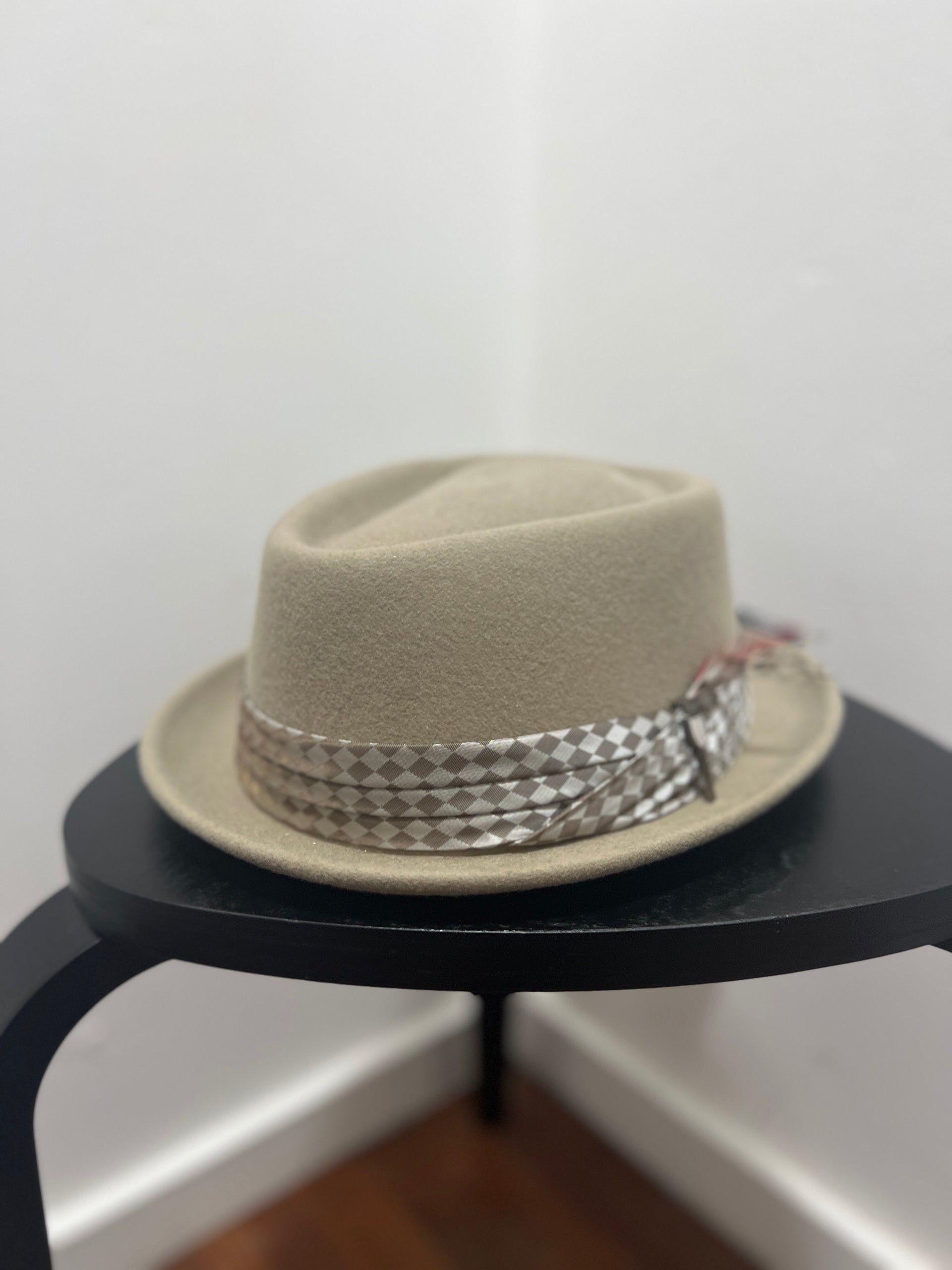 STOUT PORK PIE HAT - SAND/SAND CHECK