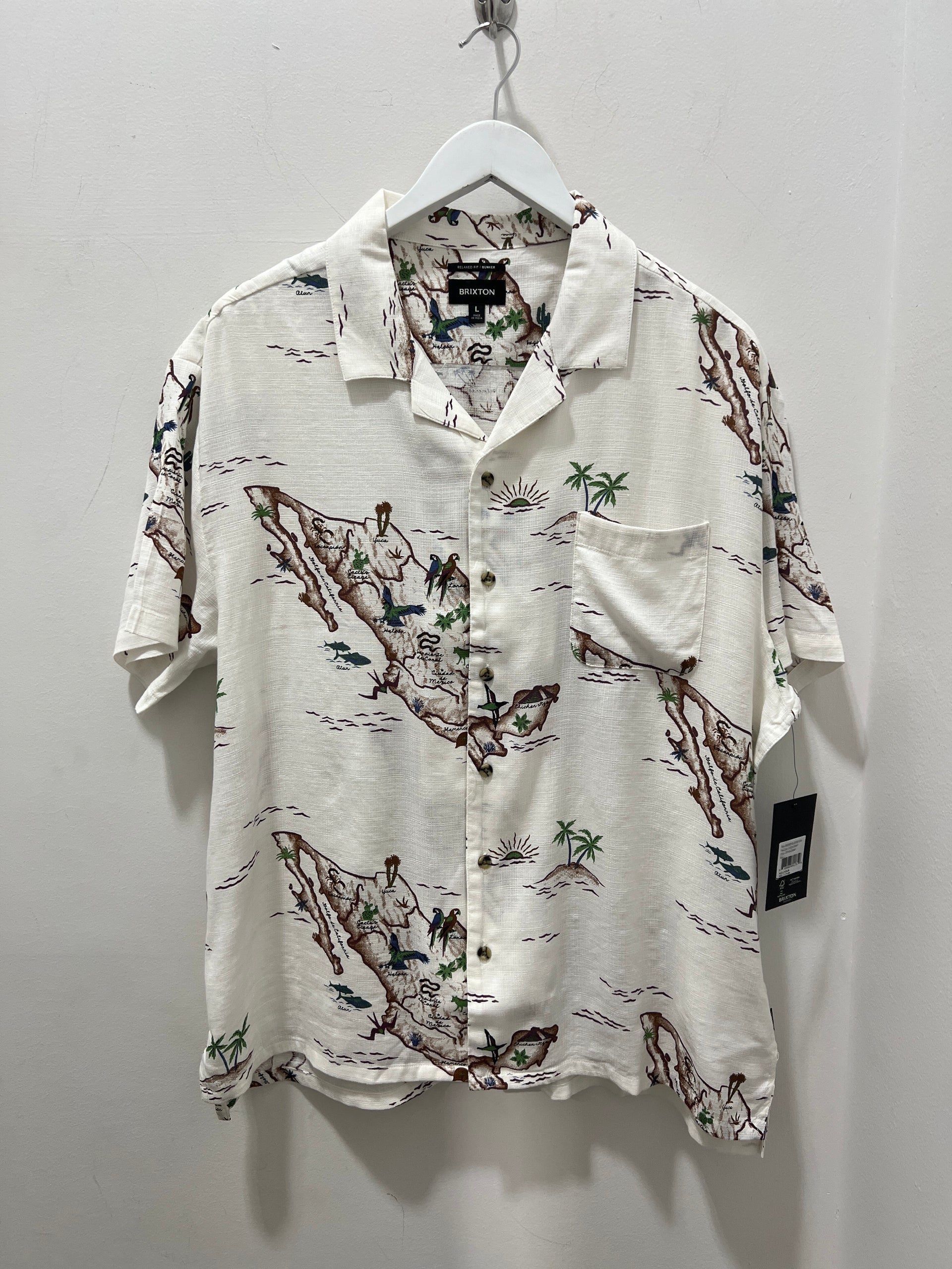 BUNKER SLUB S/S WOVEN SHIRT - OFF WHITE/MAP