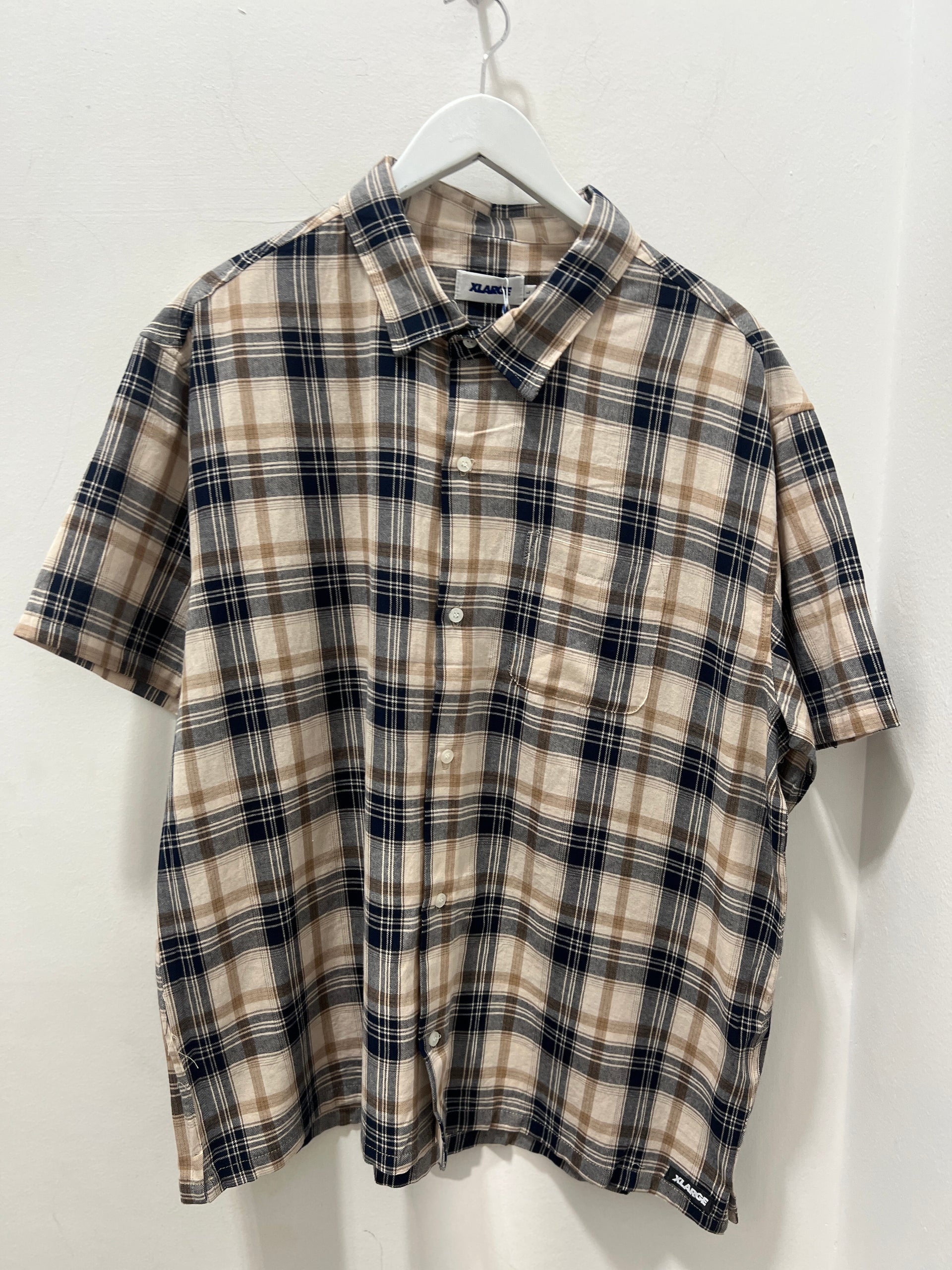 PUSH CHECK SS SHIRT - NAVY