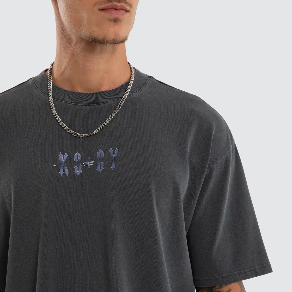 COLLAPSE BOX FIT TEE ASPHALT