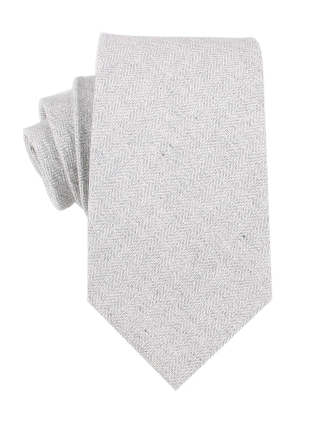 LIGHT GREY HERRINGBONE LINEN NECKTIE L025