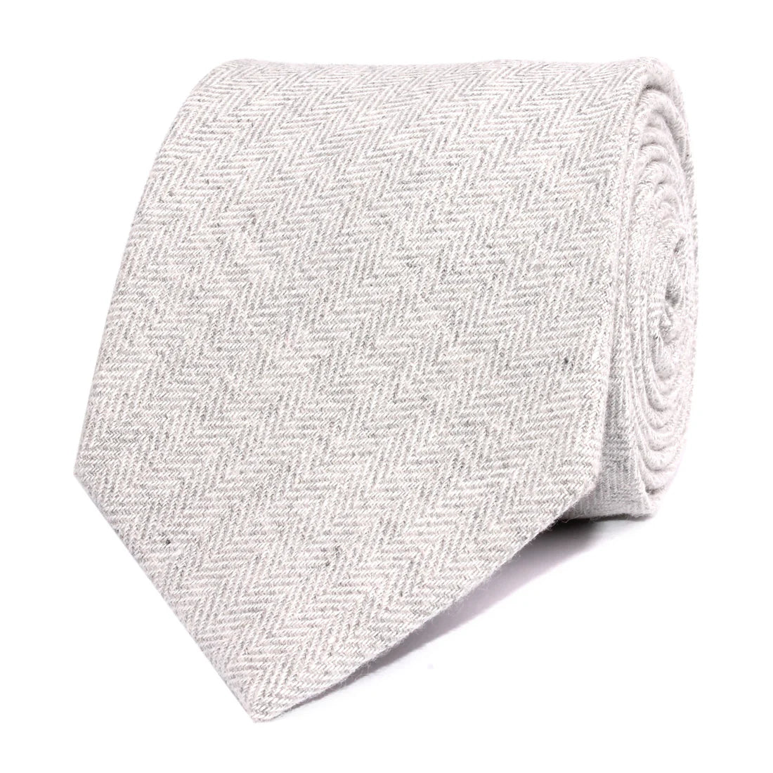 LIGHT GREY HERRINGBONE LINEN NECKTIE L025