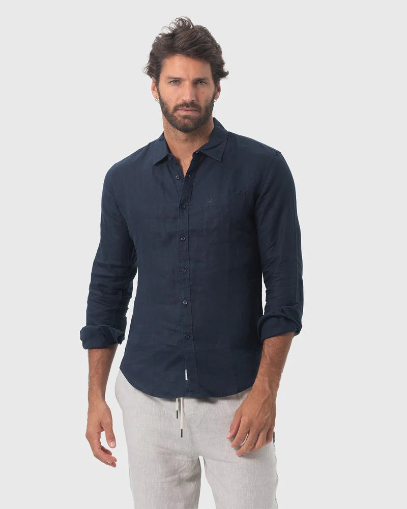 18CCC LINEN LS SHIRT NAVY