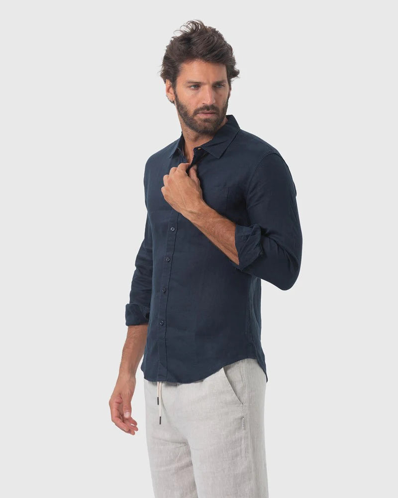 18CCC LINEN LS SHIRT NAVY