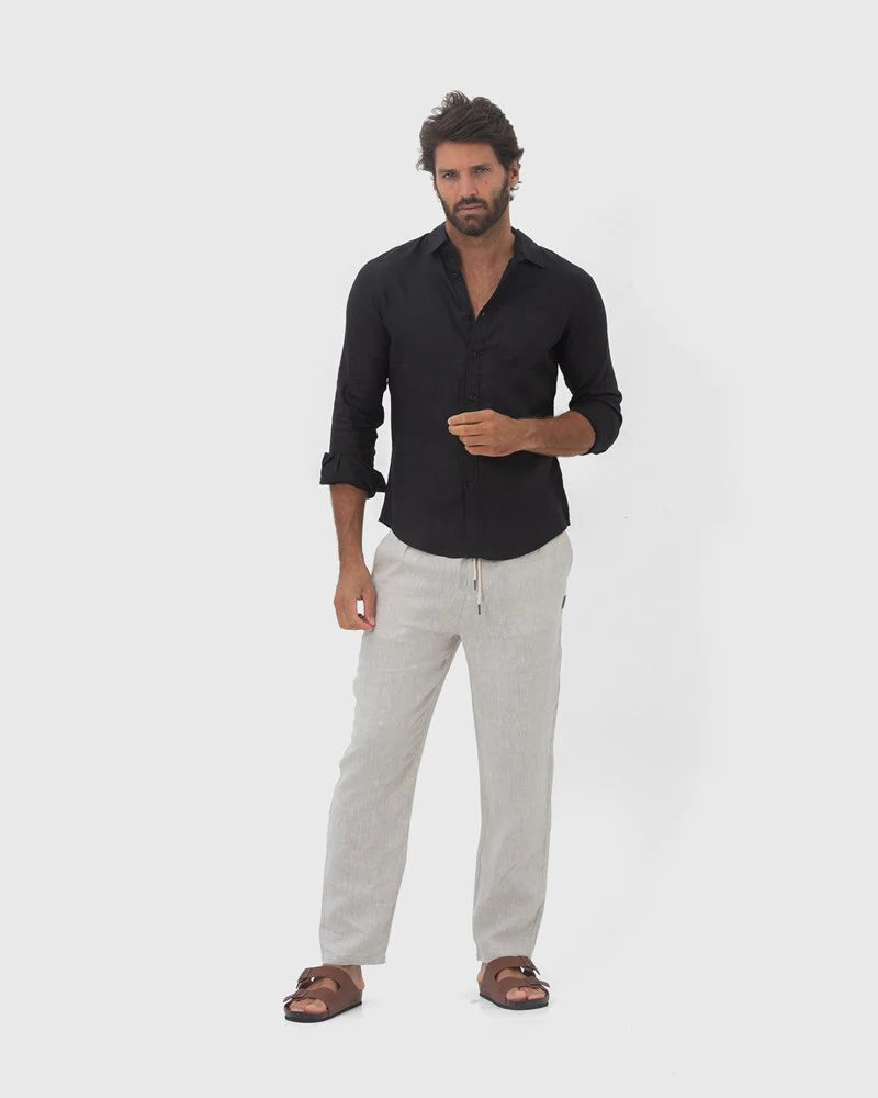 18CCC LINEN LS SHIRT BLACK