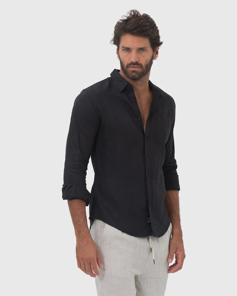18CCC LINEN LS SHIRT BLACK
