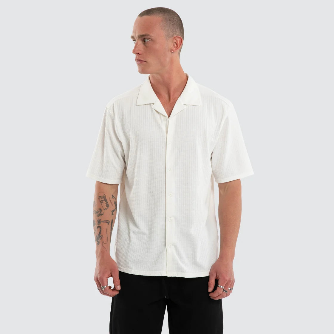 CASANOVA CROPPED RESORT SS SHIRT WHITE