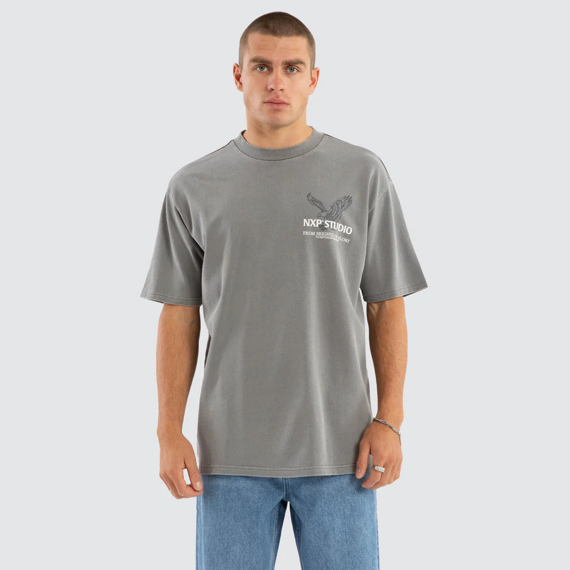 SIMULATION BOX FIT TEE PIGMENT FROST GREY