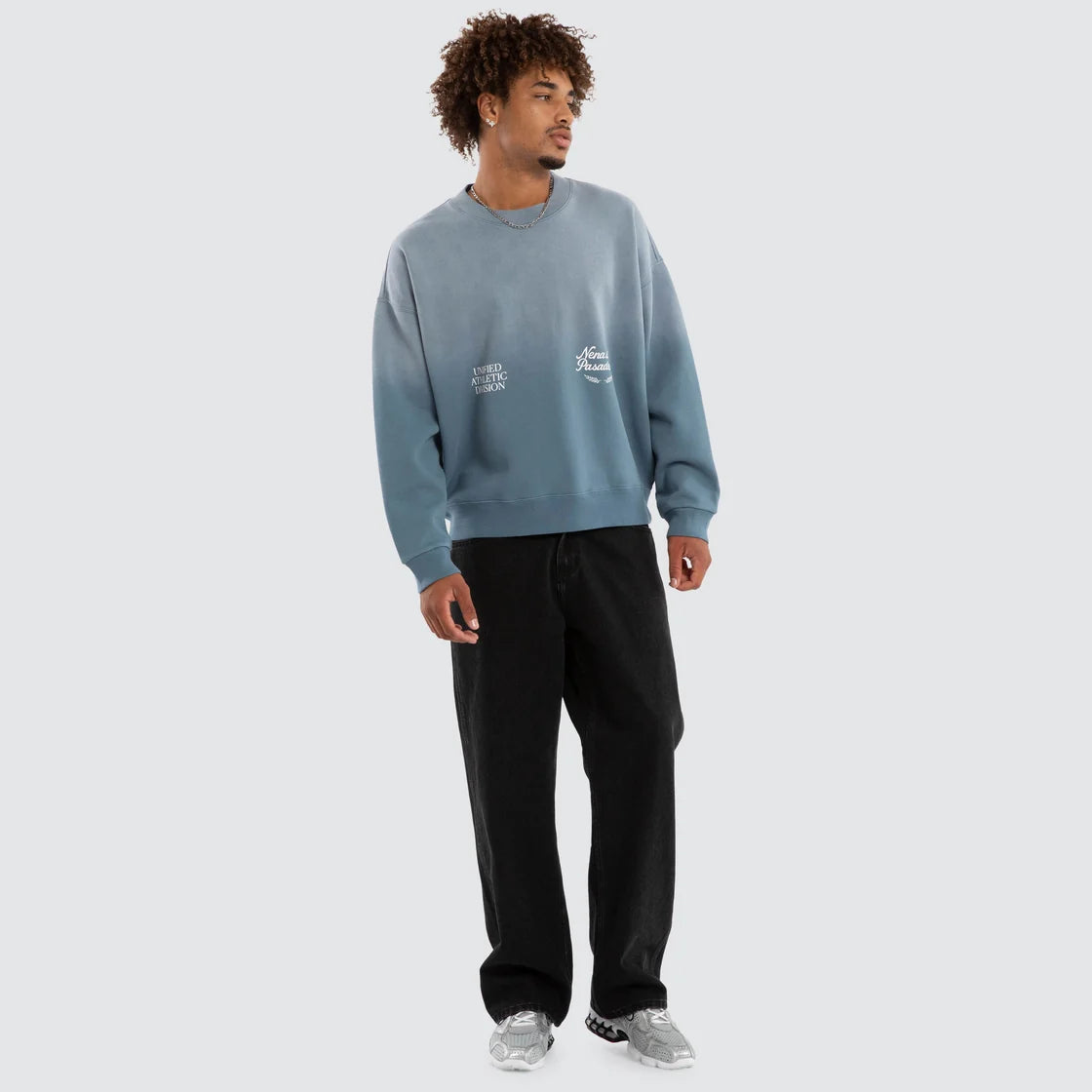 NIVALIS BOX FIT SWEATER SUNBLEACHED AGEAN BLUE