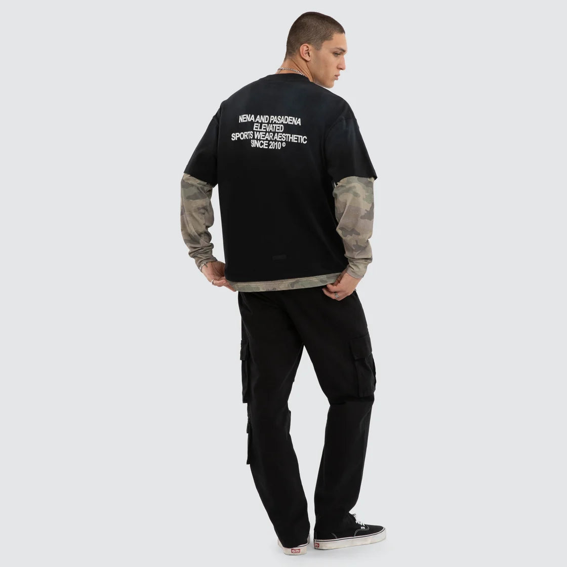 MIRROR LAYERED LS TEE SUNBLEACHED BLACK