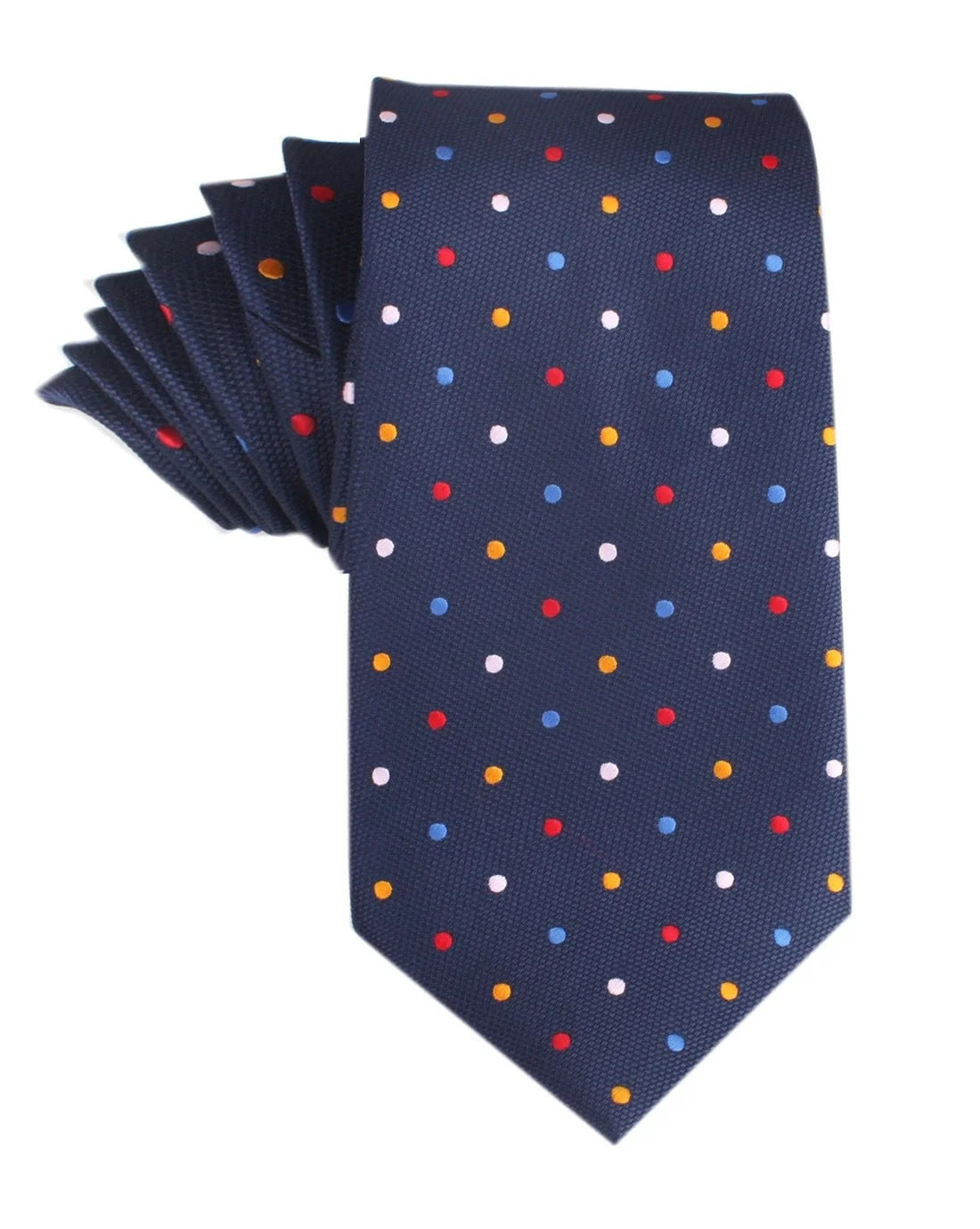 NAVY BLUE WITH CONFETTI POLKA DOTS NECKTIE NAVY