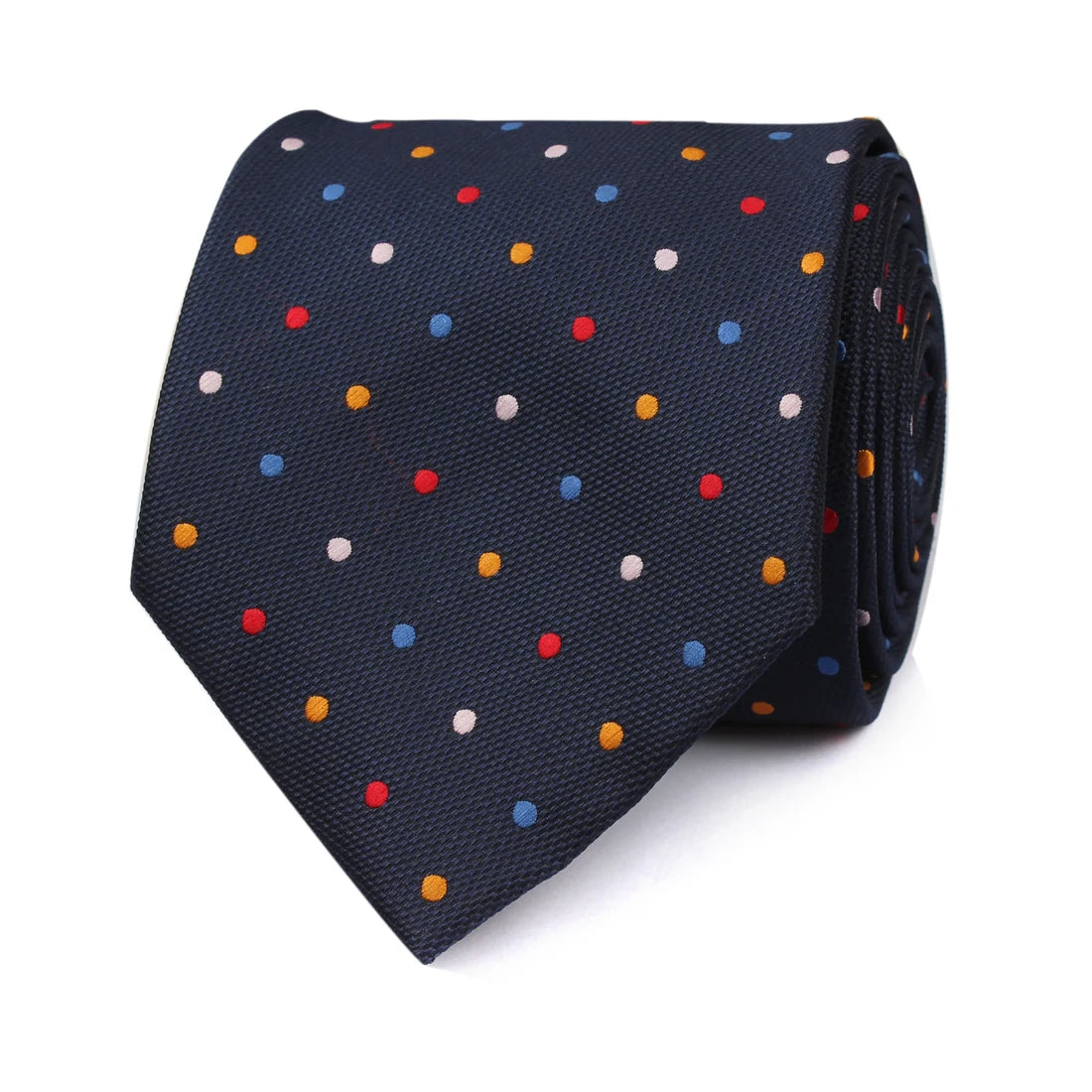 NAVY BLUE WITH CONFETTI POLKA DOTS NECKTIE NAVY
