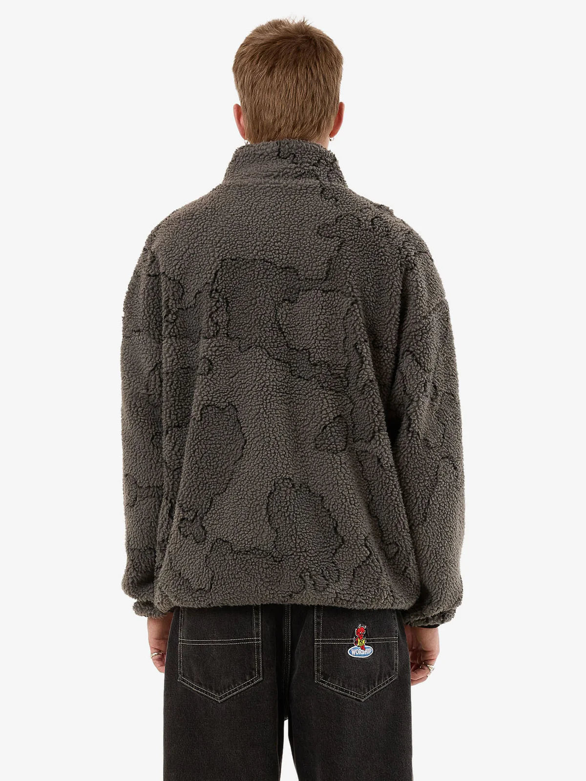 DELIRIUM QUARTER ZIP SHERPA FLEECE STEEL GREY