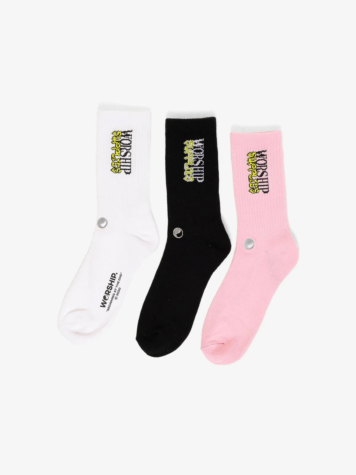 DOMINATION SOCKS 3PK WHITE LILAC BLACK