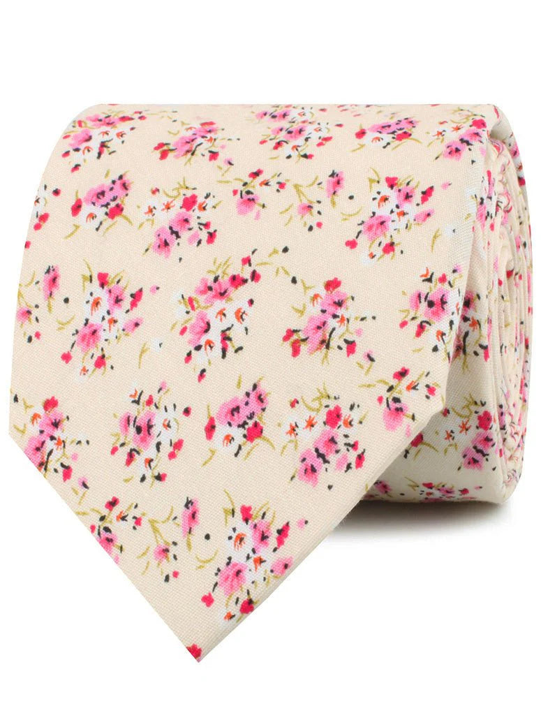 RIO PINK ROSE FLORAL NECKTIE Y292