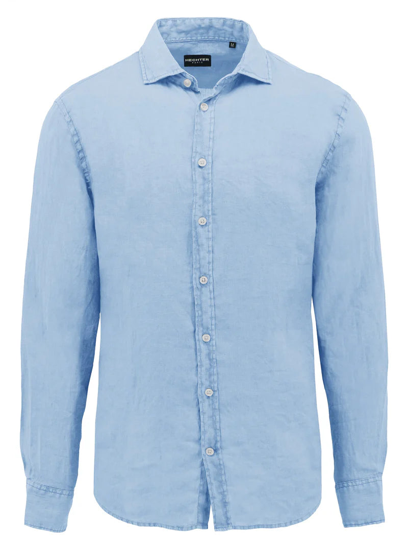 SEL 664 LINEN BLEND SHIRT BLUE