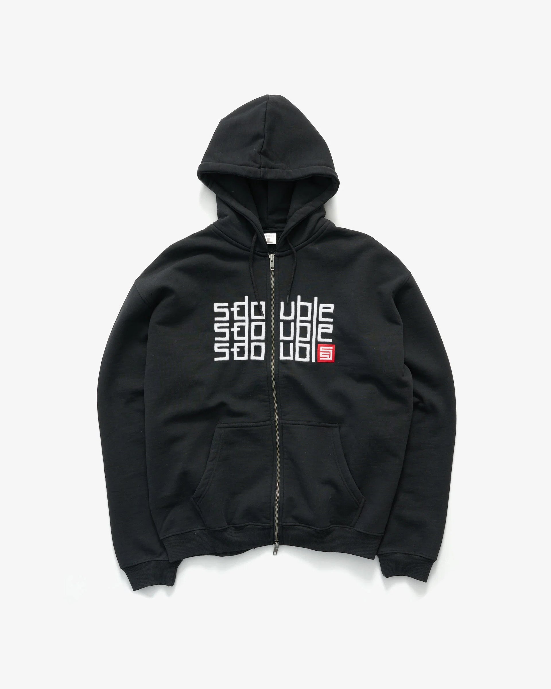 TRIPLE BLOCK ZIP HOOD BLACK