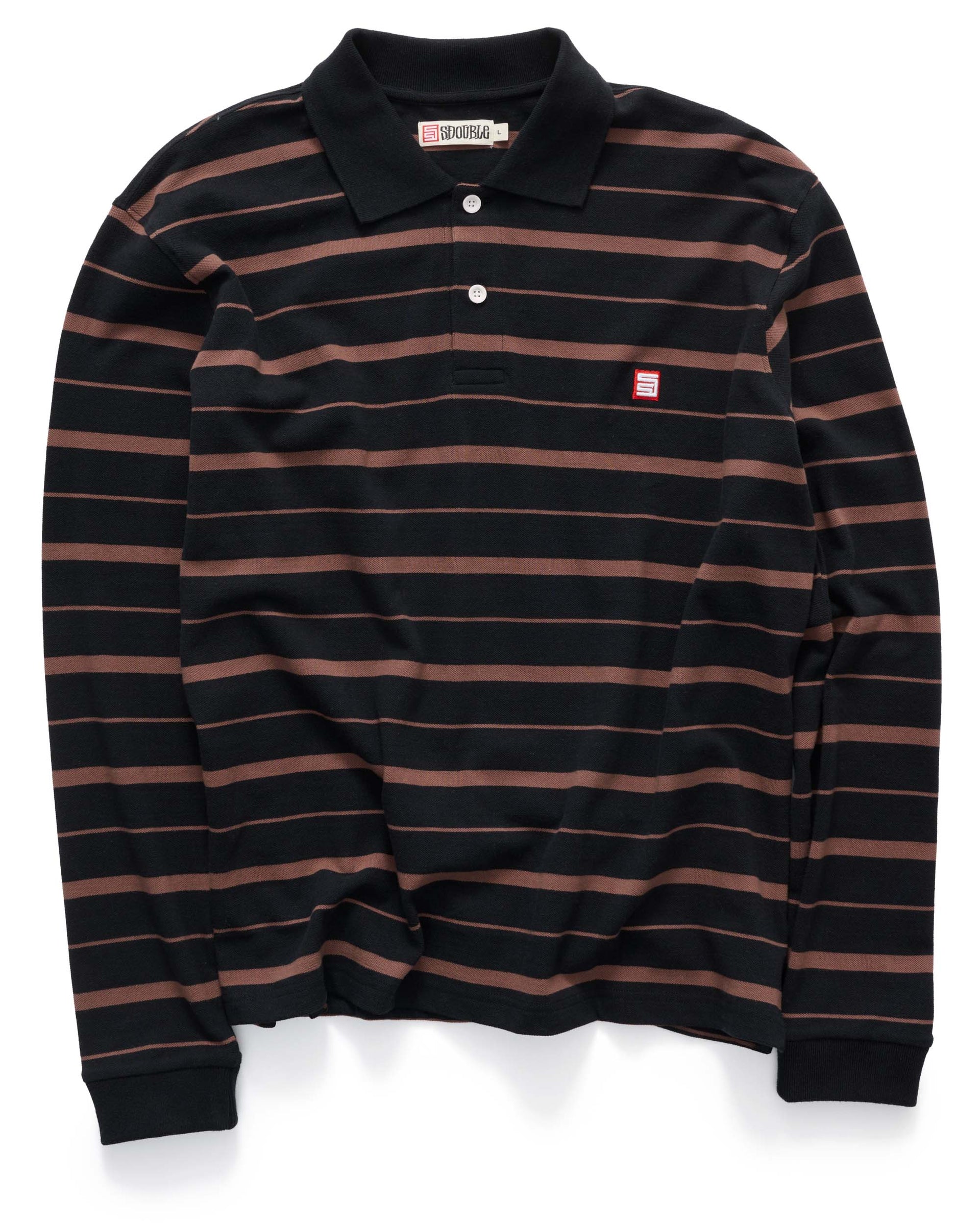 STRIPE LS POLO BROWN/BLACK