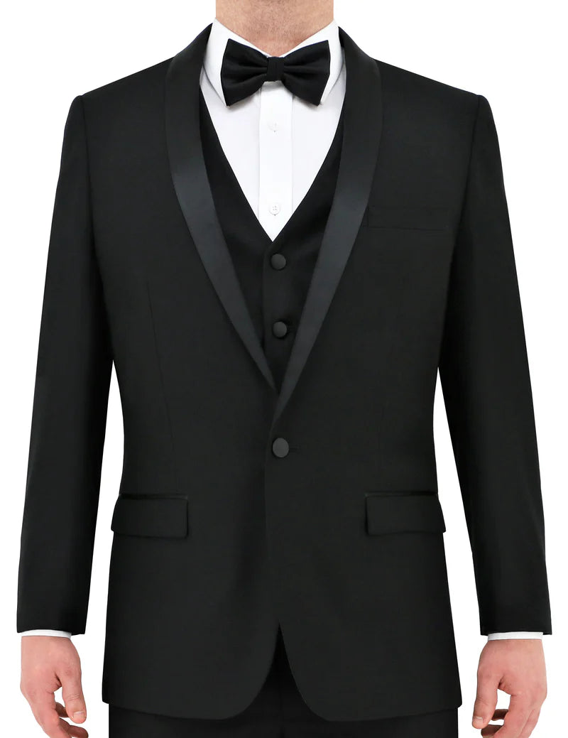 Black 5ZF Satin Shawl Collar Dinner Jacket