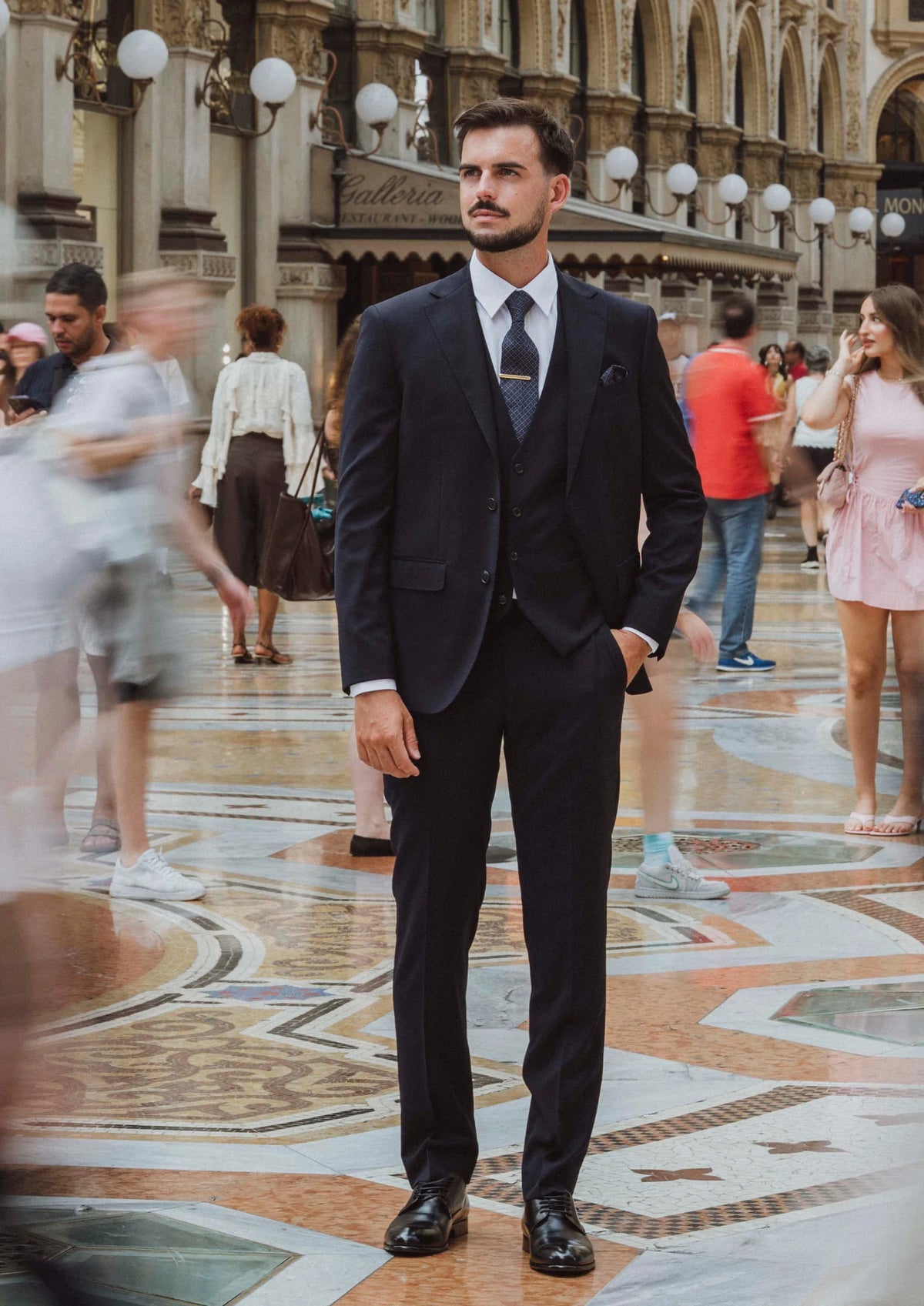 EDWARD 112 STRETCH WOOL SUIT TROUSER NAVY 11