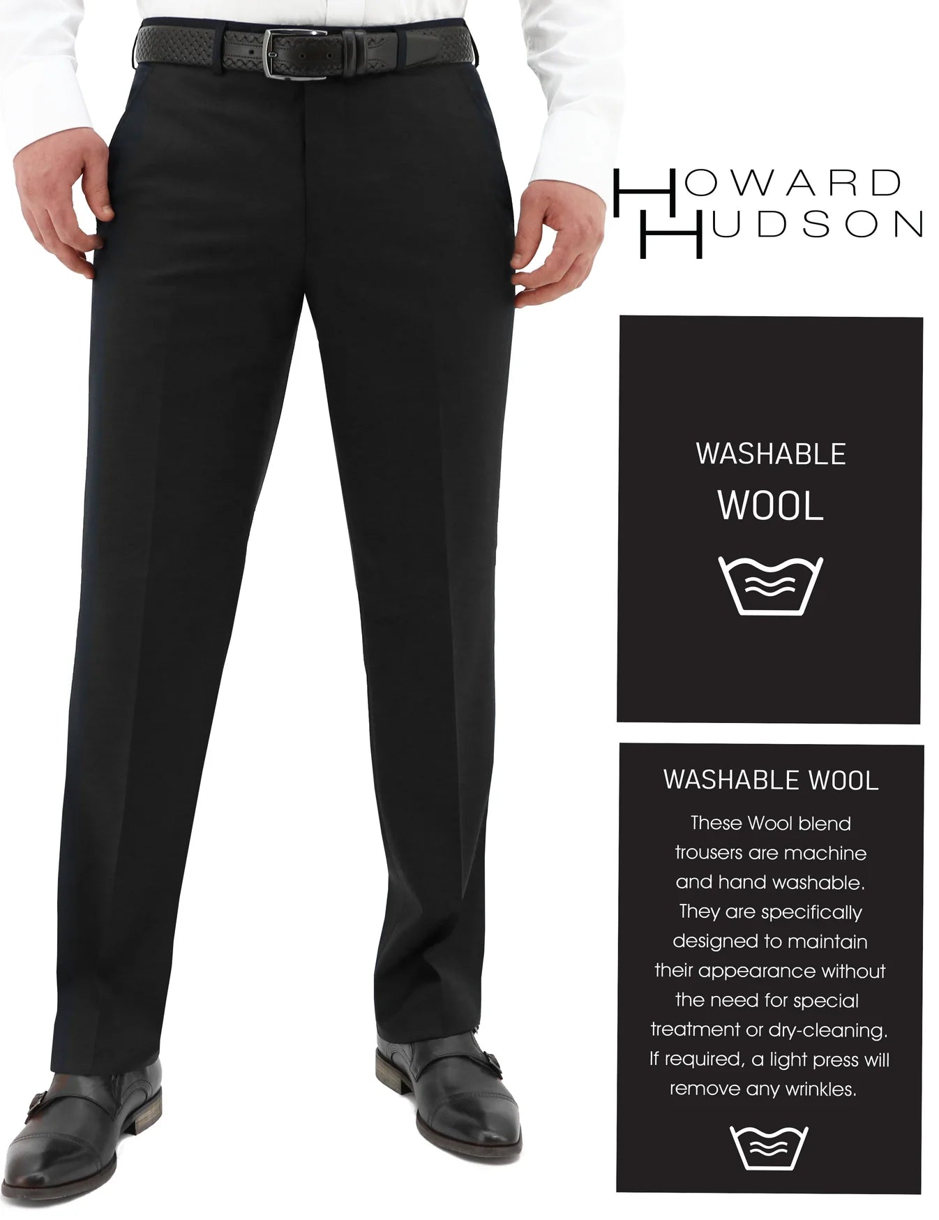 BENDIGO 109 WASHABLE WOOL BLEND TROUSERS BLACK