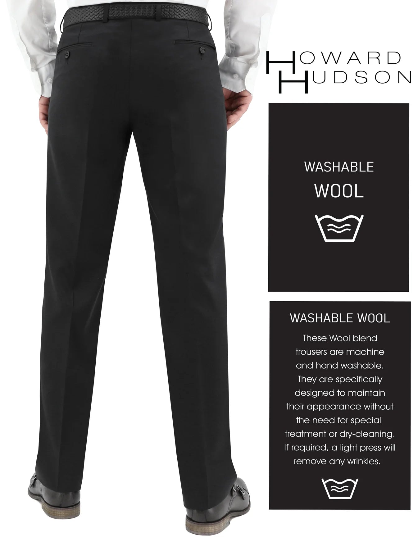 BENDIGO 109 WASHABLE WOOL BLEND TROUSERS BLACK