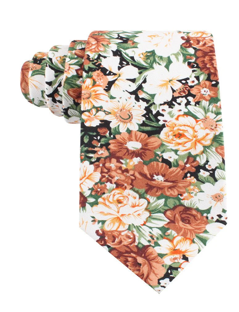 SAN PIETRO ORANGE FLORAL TIE C363