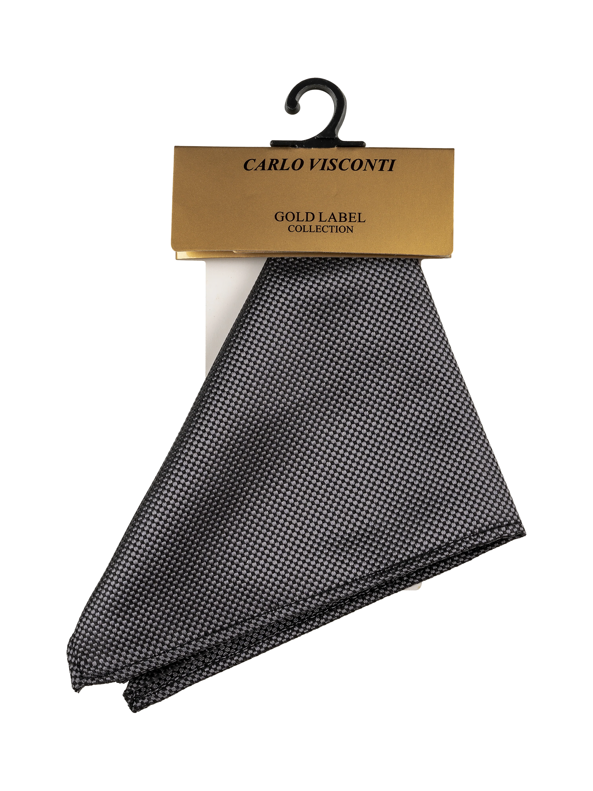 GOLD LABEL SELF PATTERN POCKET SQUARE CHARCOAL