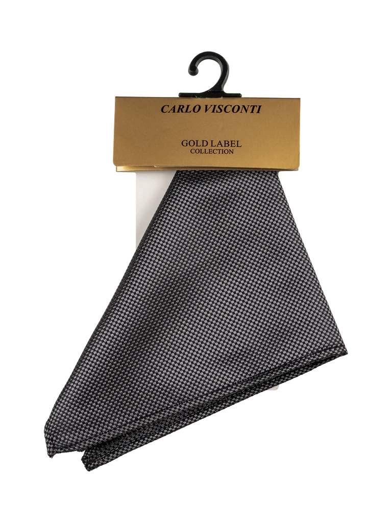 GOLD LABEL SELF PATTERNED POCKET SQUARE CHARCOAL