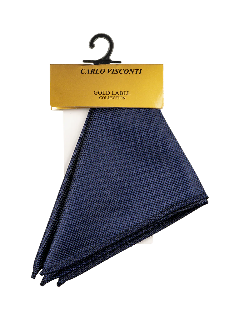 GOLD LABEL SELF PATTERN POCKET SQUARE NAVY