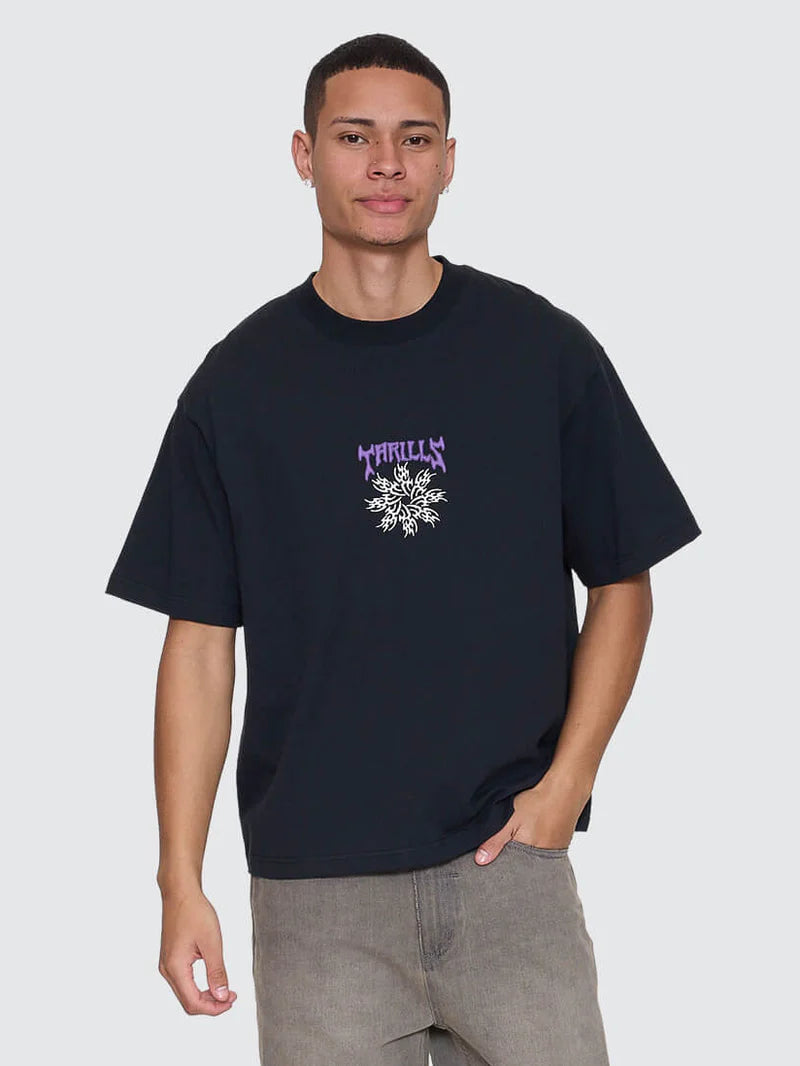 STAGGER BOX FIT TEE WASHED BLACK