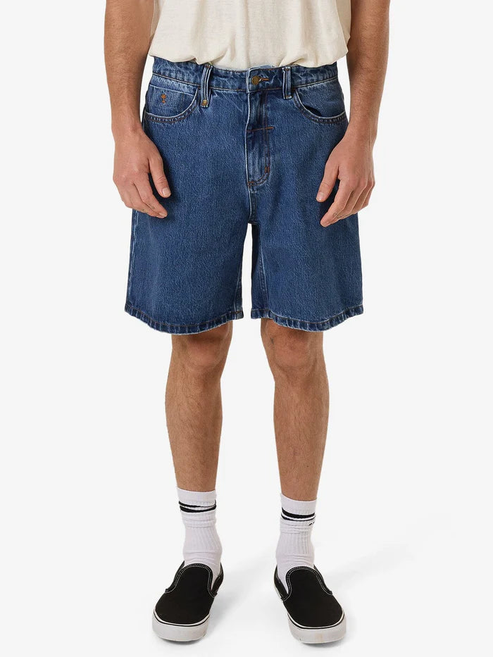 SLACKER DENIM SHORT DOUBLE RINSED BLUES