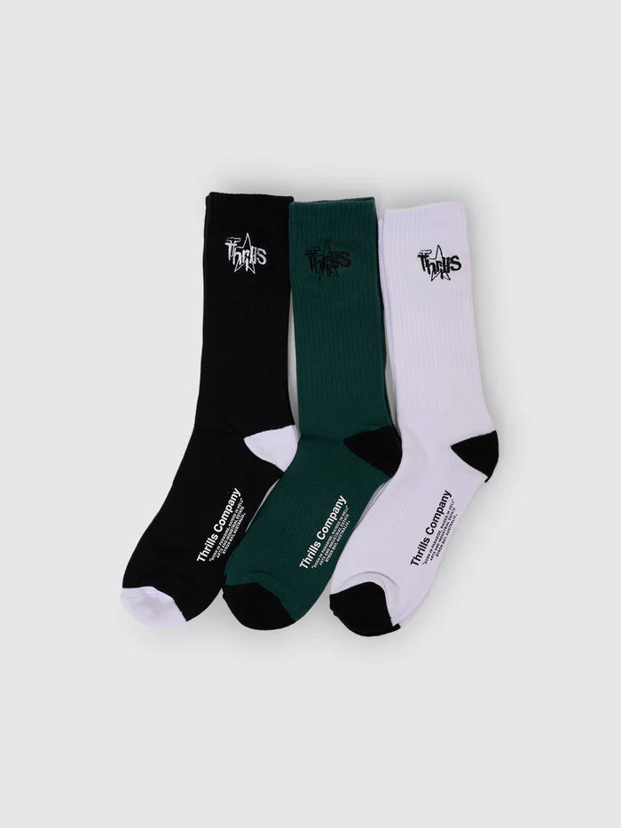 SUPERBLAST 3 PACK SOCK WHITE/PINE/BLACK