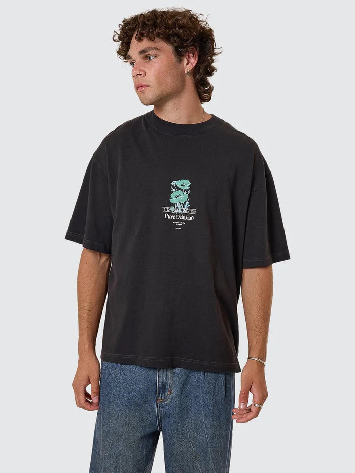 PURE DELUSION BOX FIT OVERSIZE TEE FADED BLACK