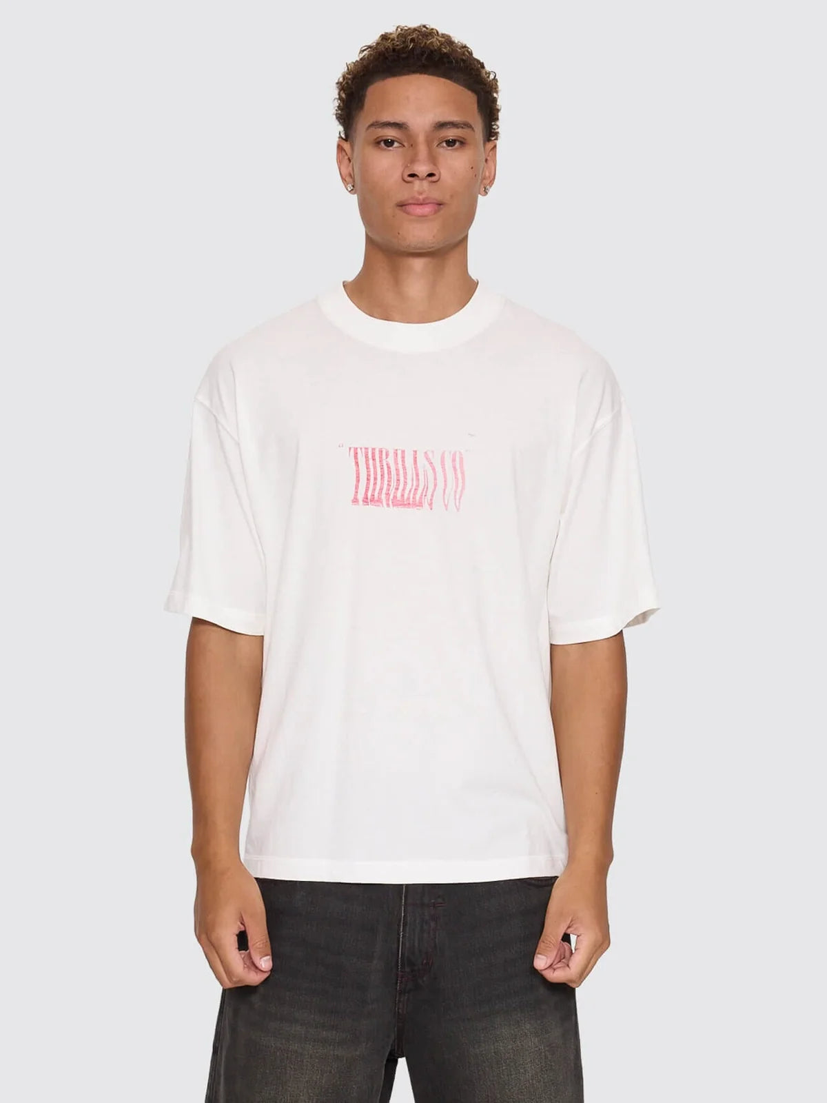 CHAOTIC INTERVENTIONS OVERSIZE BOX CROP TEE DIRTY WHITE
