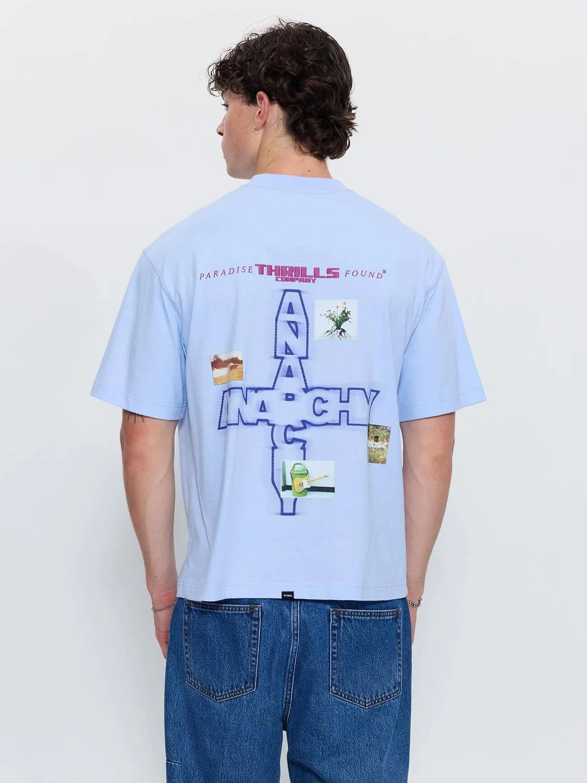FOUND PARADISE OVERSIZE BOX CROP TEE PLACID BLUE