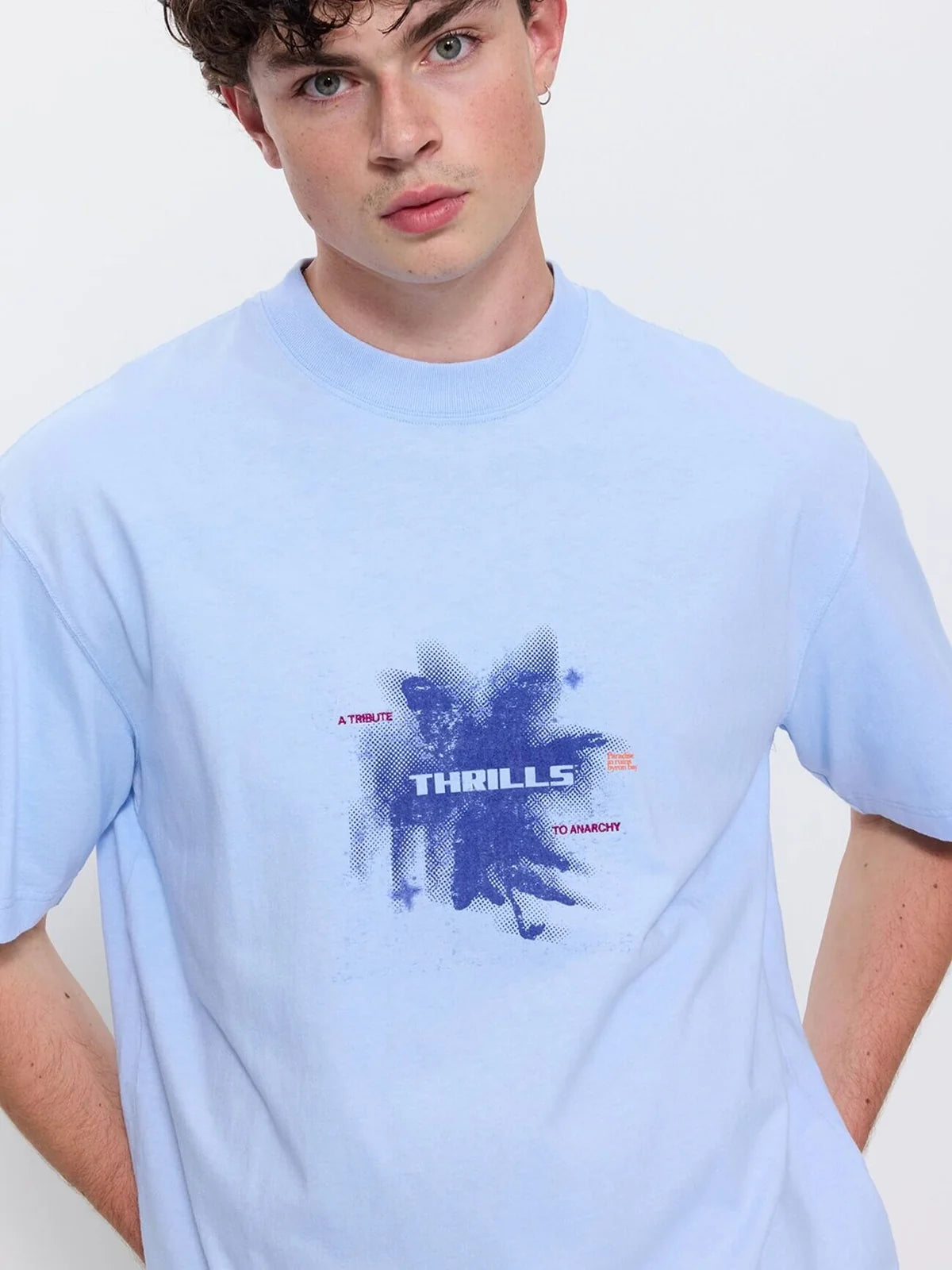 FOUND PARADISE OVERSIZE BOX CROP TEE PLACID BLUE