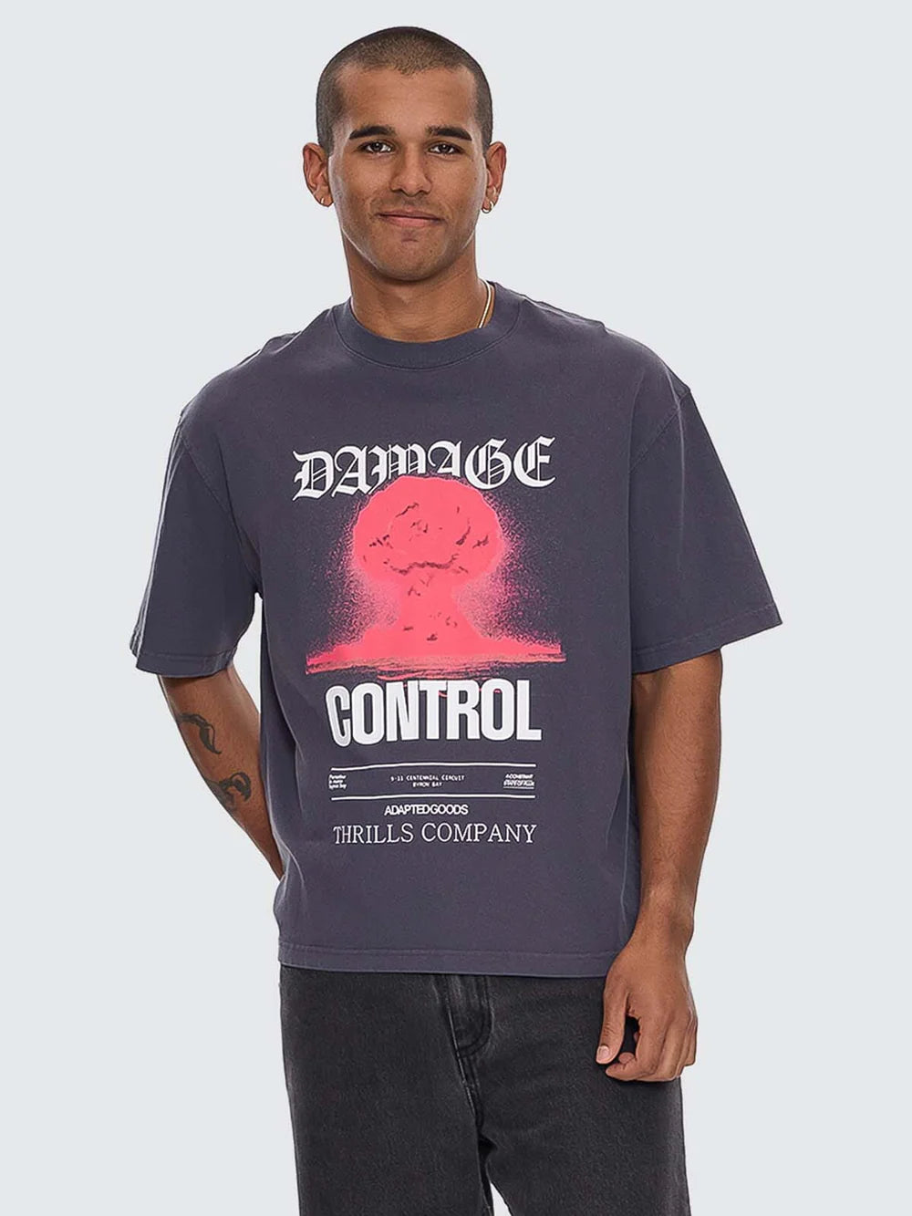 DAMAGE CONTROL BOX FIT OVERSIZE CROPPED TEE EBONY