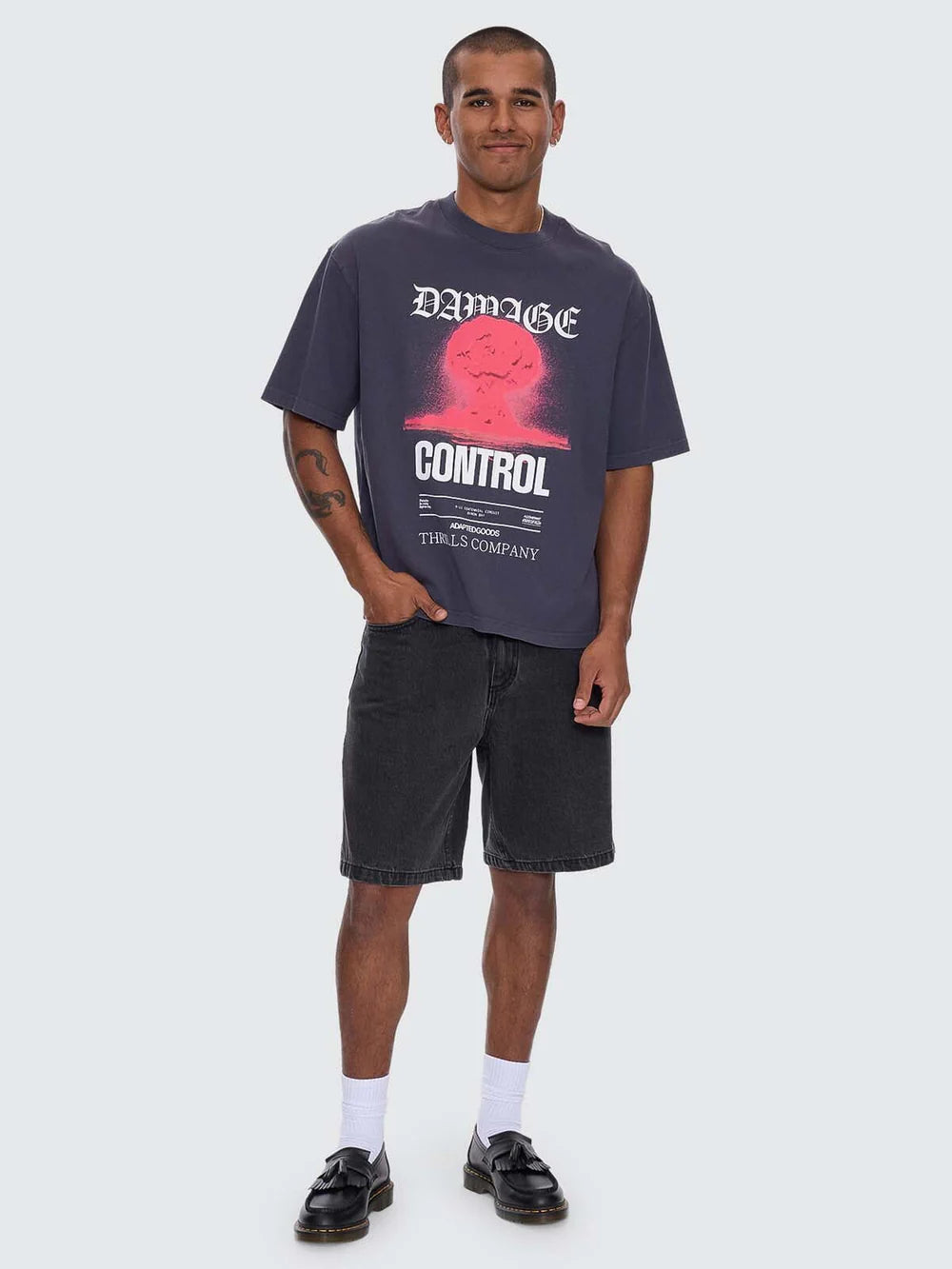 DAMAGE CONTROL BOX FIT OVERSIZE CROPPED TEE EBONY