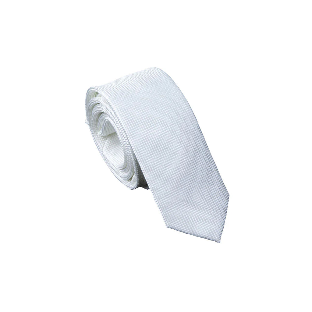 SELF PATTERN SLIM TIE IVORY