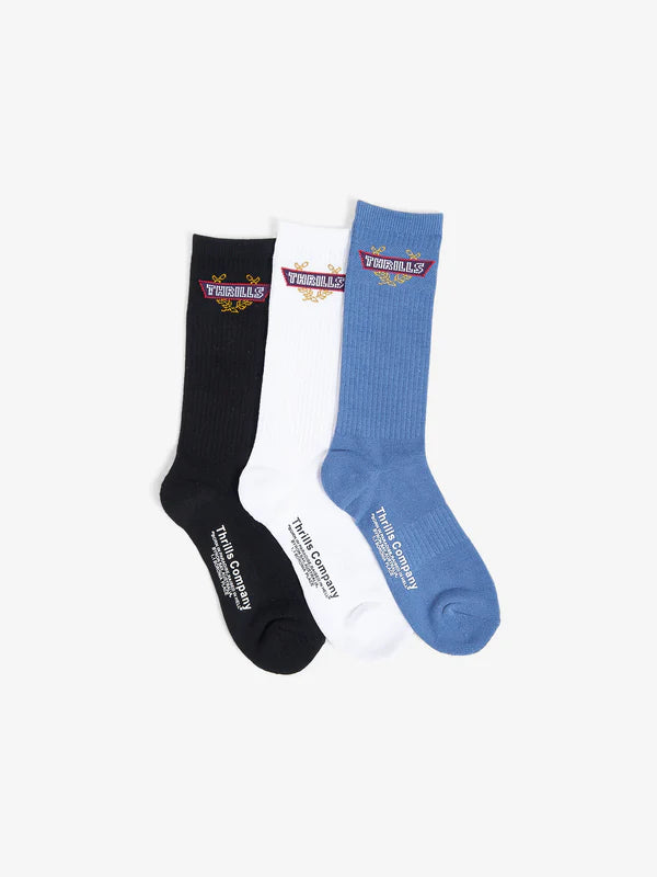 BUILT FOR SPEED 3 PACK SOCK MERCH BLACK/WHITE/BIJOU BLUE