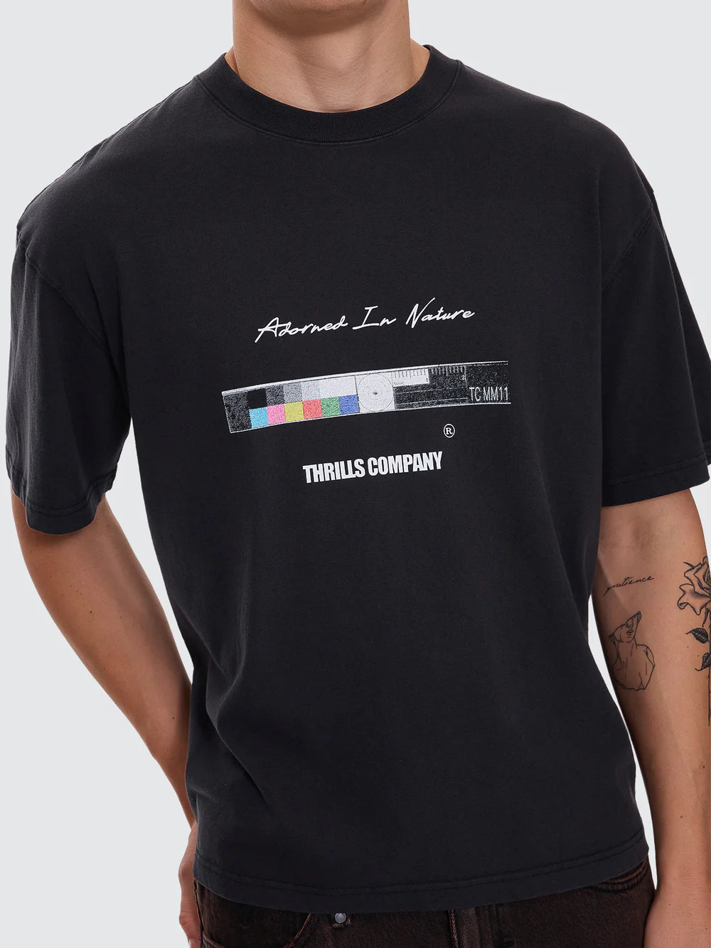 ADORNED IN NATURE BOX FIT OVERSIZE SHORT TEE FADED BLACK