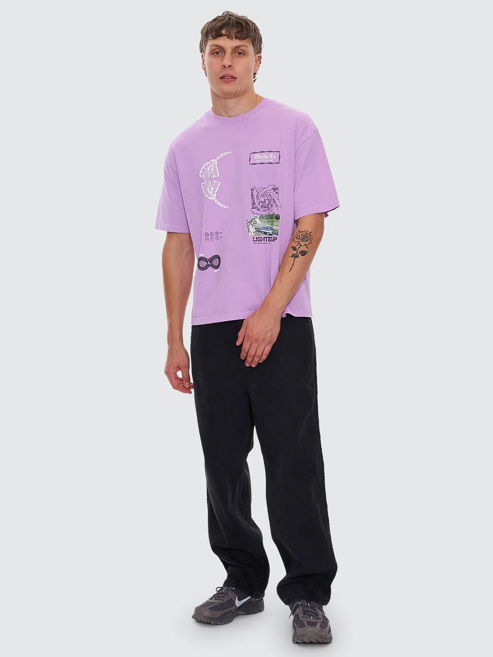 LIGHTEN UP BOX FIT OVERSIZE SHORT TEE SHEER LILAC